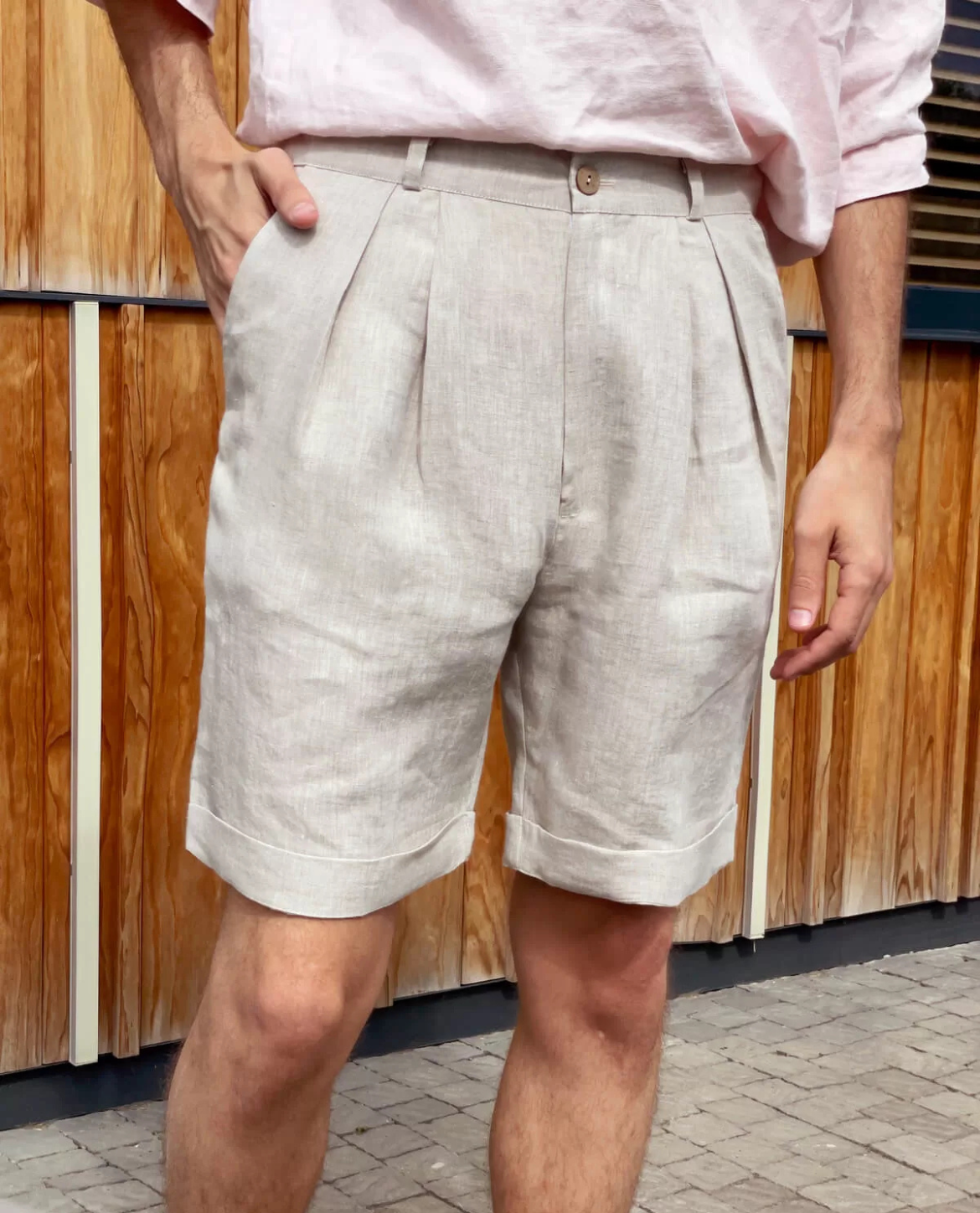 Short HARALD en lin - Beige