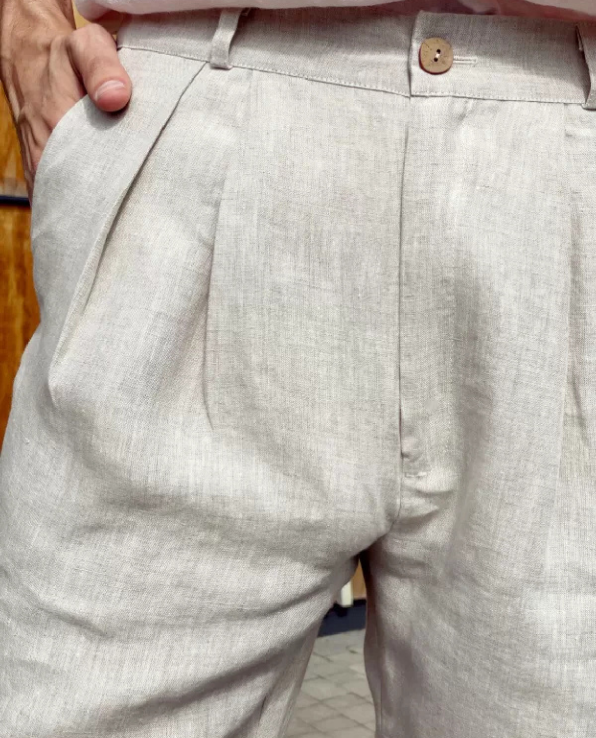 Short HARALD en lin - Beige