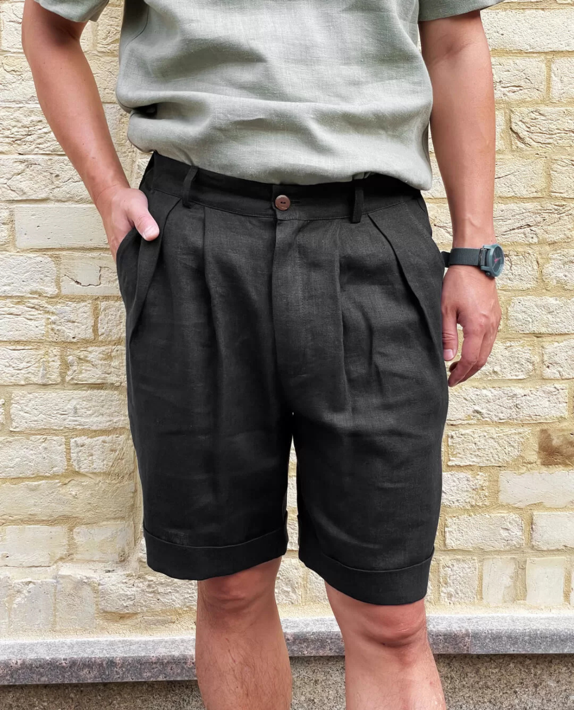 Short JJALTE en lin - Noir