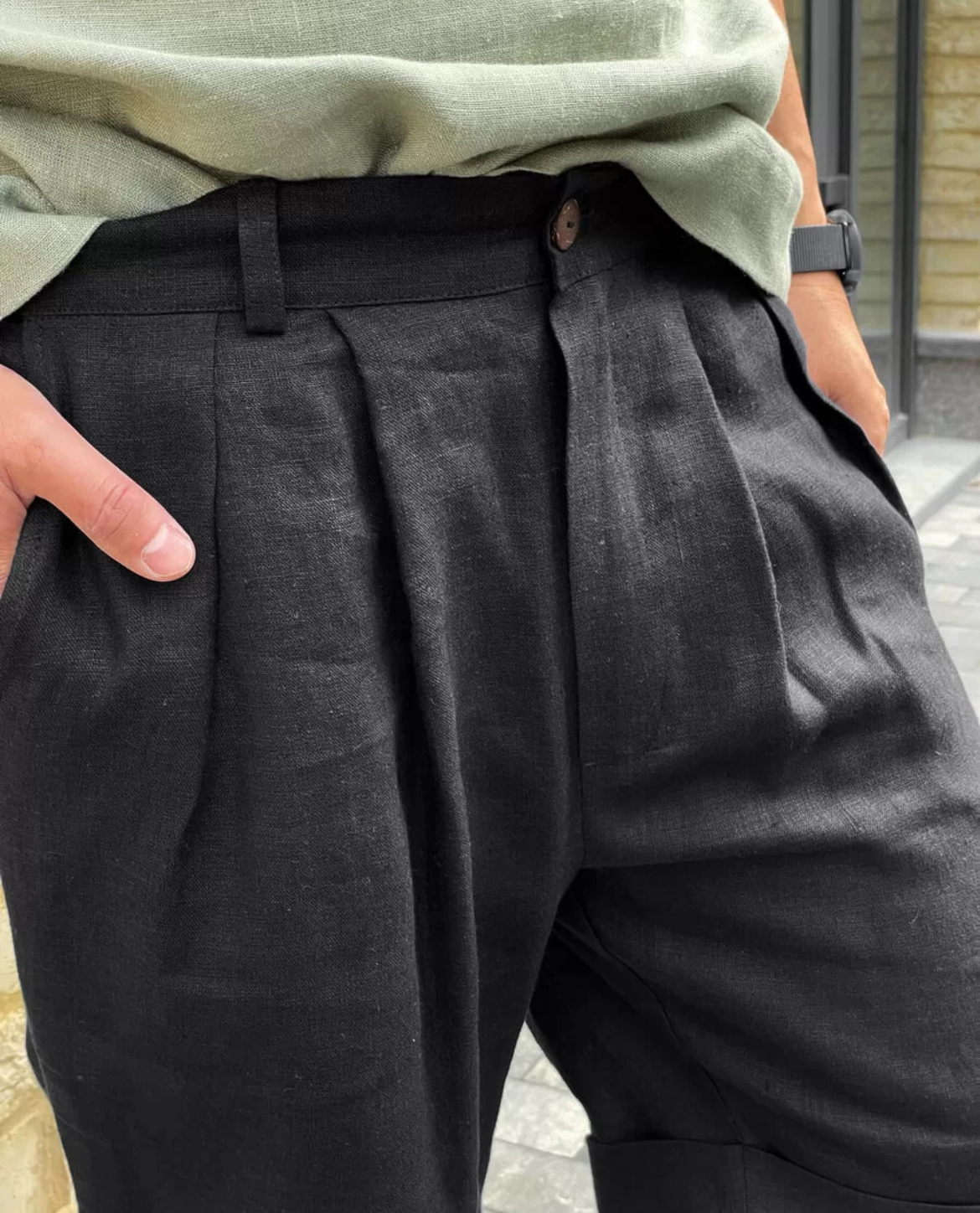 Short JJALTE en lin - Noir