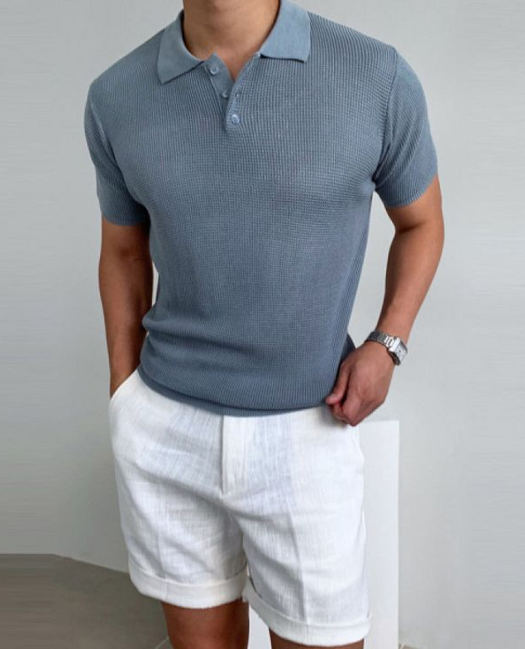 Polo FALUN en coton - Bleu clair