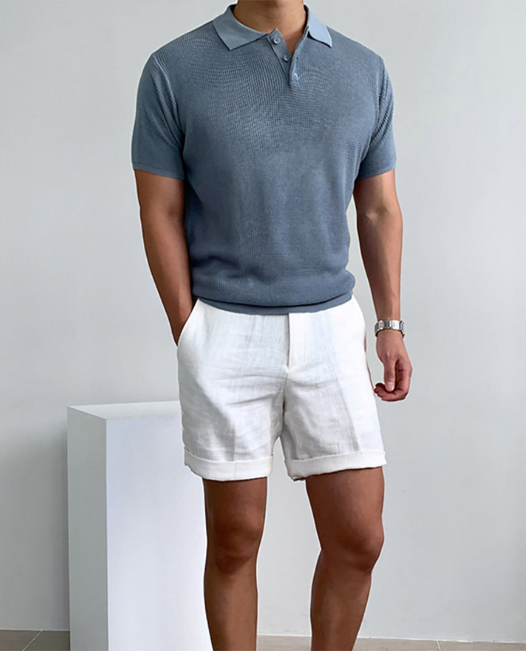 Polo FALUN en coton - Bleu clair
