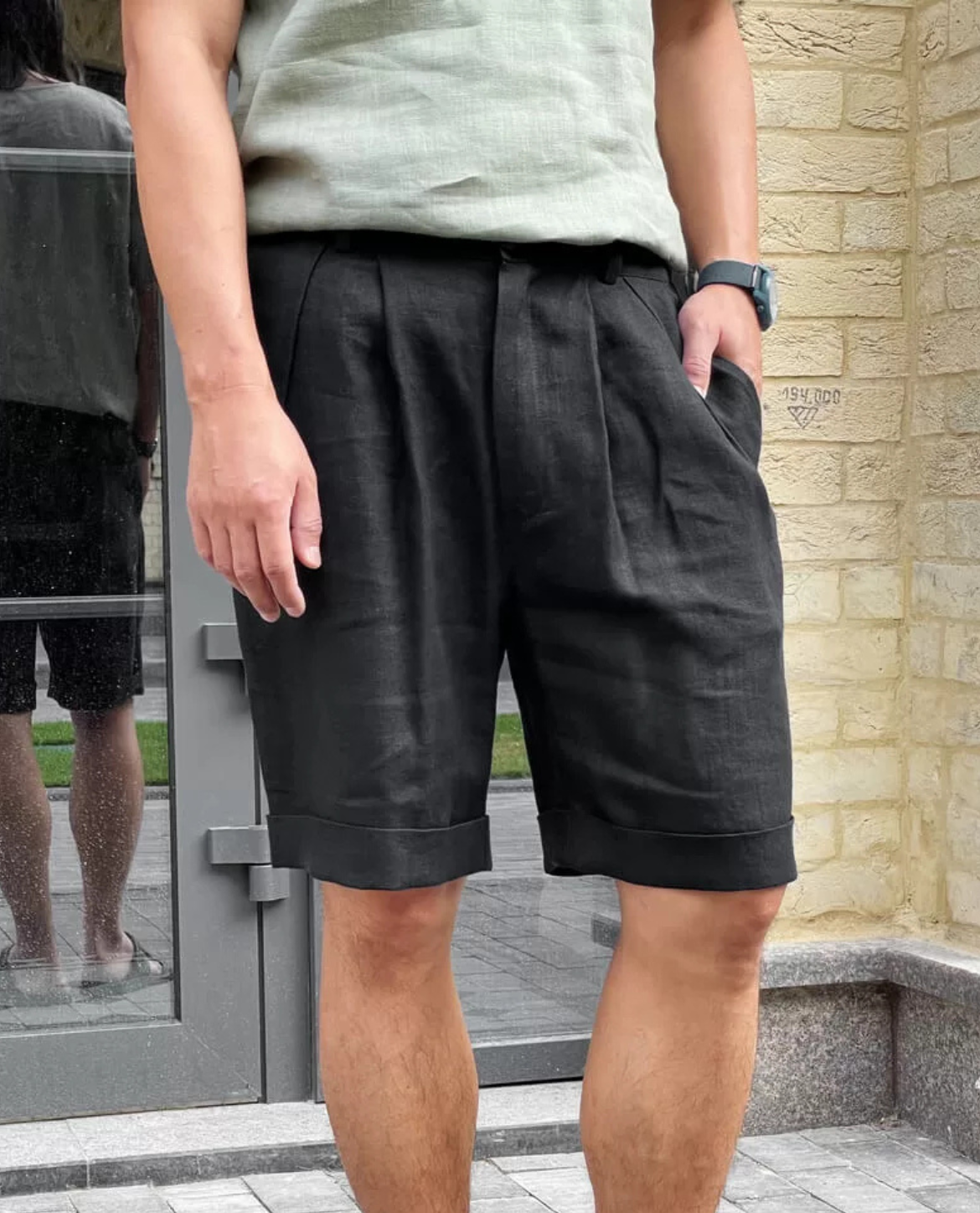 Short JJALTE en lin - Noir