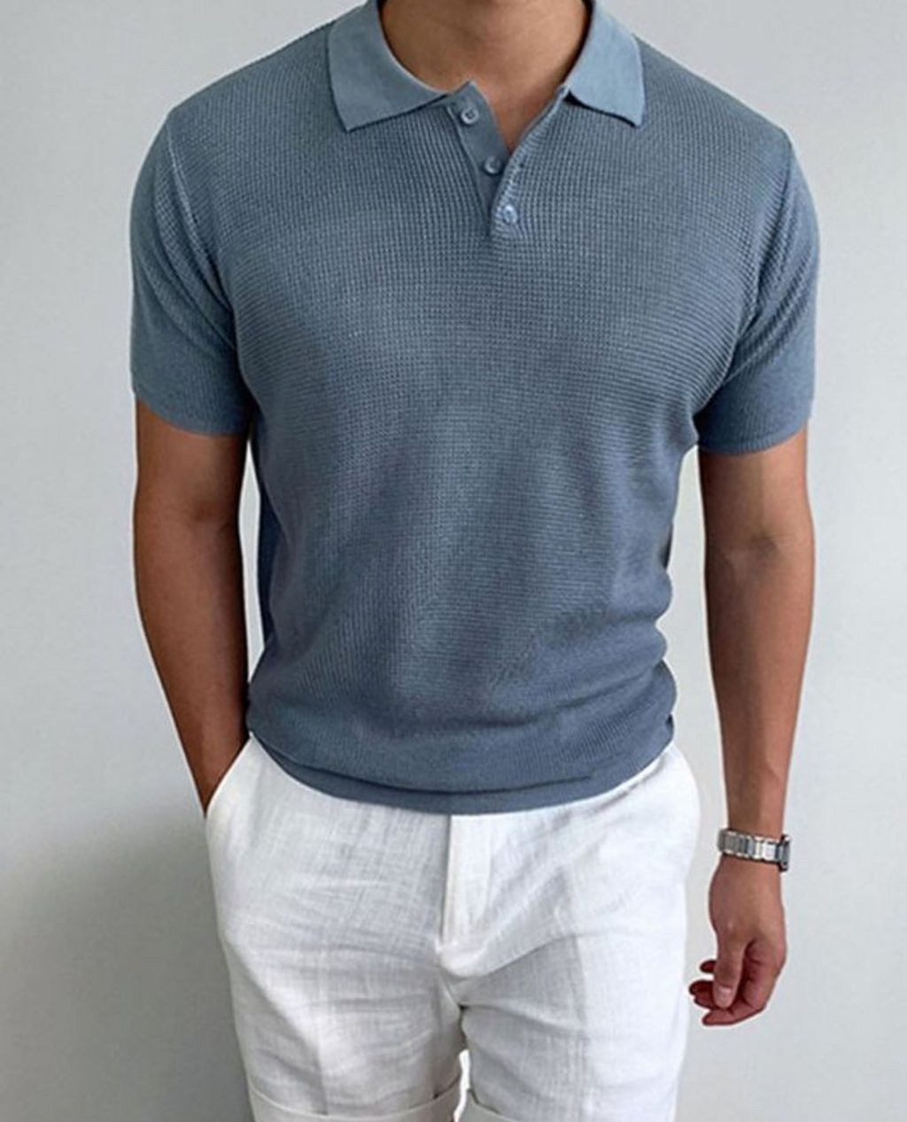 Polo FALUN en coton - Bleu clair
