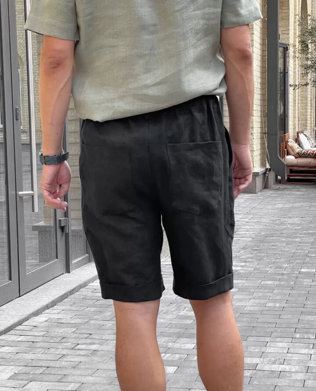 Short JJALTE en lin - Noir