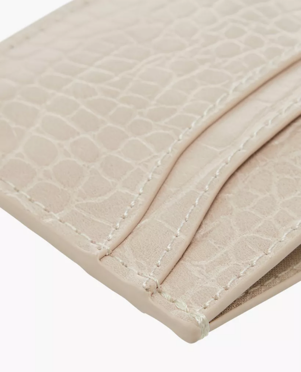 Porte-cartes SODERTALJE en cuir embossé crocodile - Beige