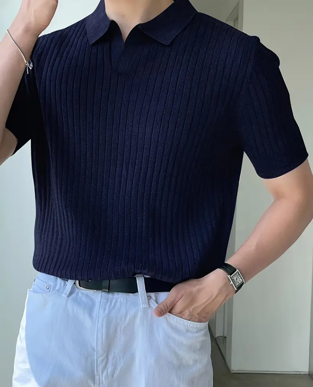 Polo GRETA en coton - Bleu marine