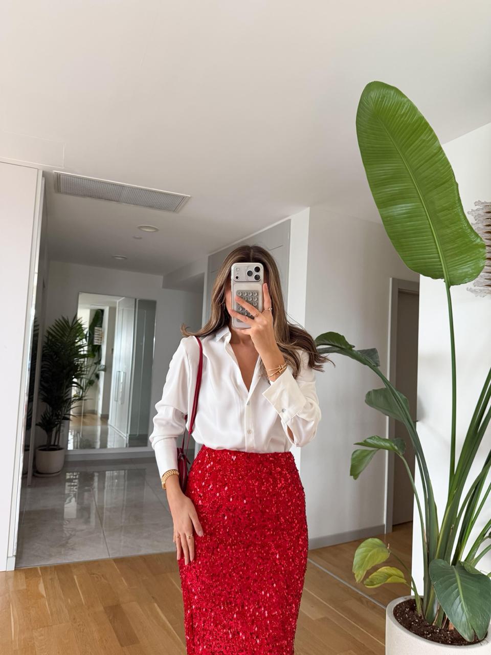 Chemisier NOGIL en satin - Blanc