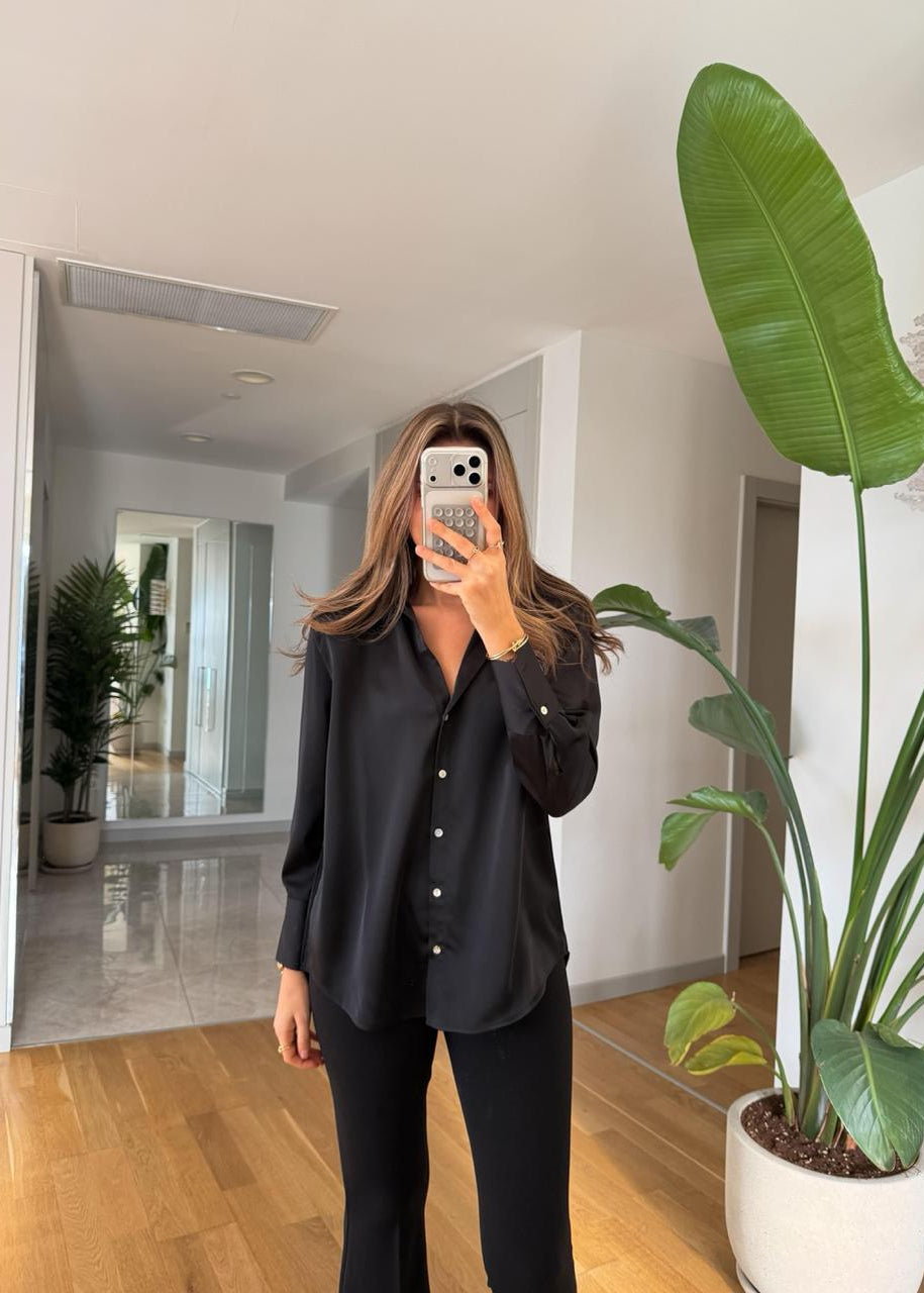 Chemisier FTOR en satin - Noir