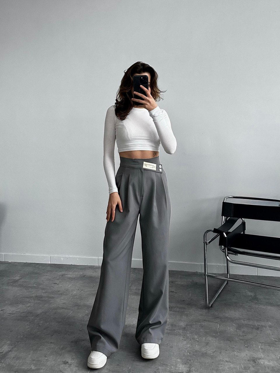 Pantalon DITLE en tissu - Gris anthracite