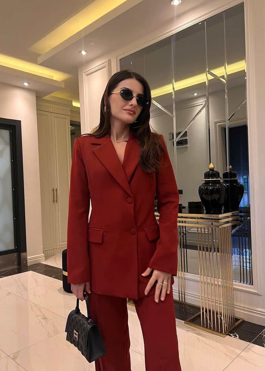 Ensemble Tailleur KAMUND en tissu - Rouge brique