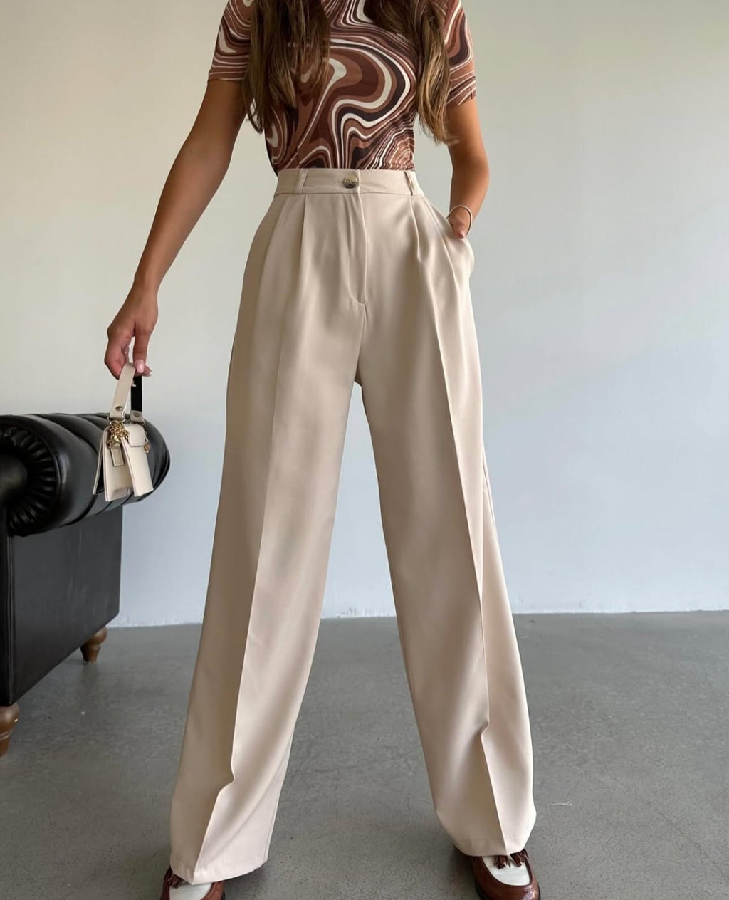 Pantalon NEMING en tissu - Noir