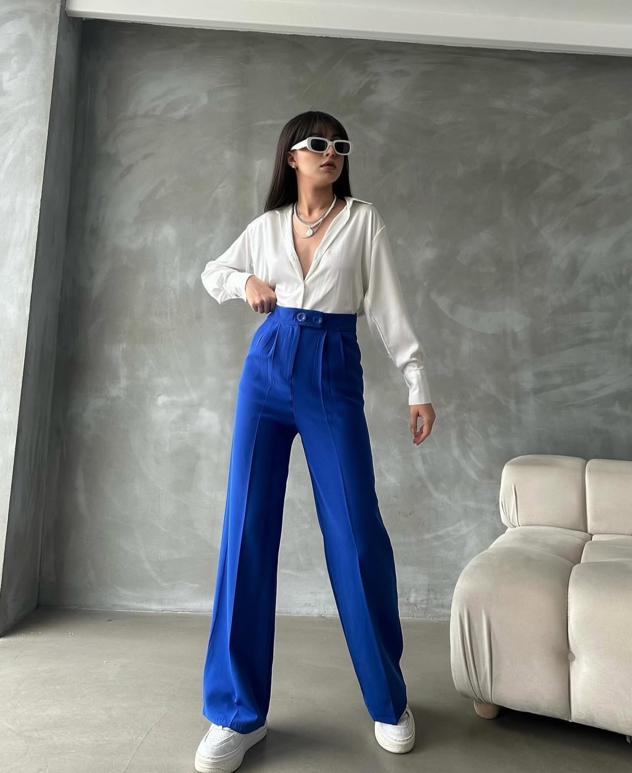 Pantalon JOAR en tissu - Bleu roi