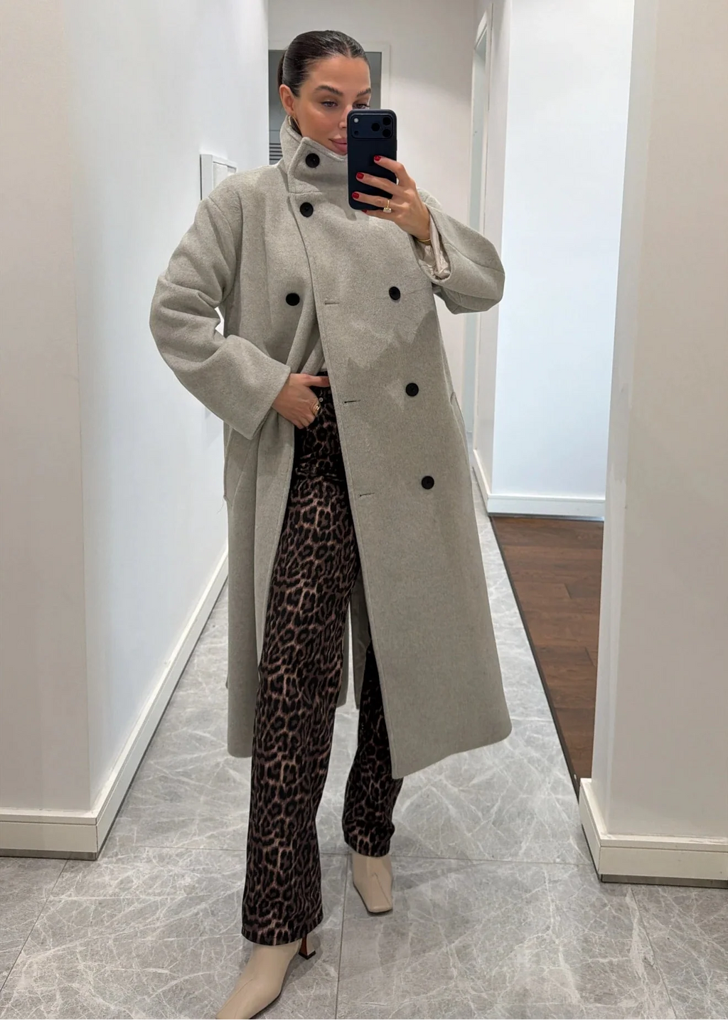 Manteau TRYGVE en laine - Gris clair