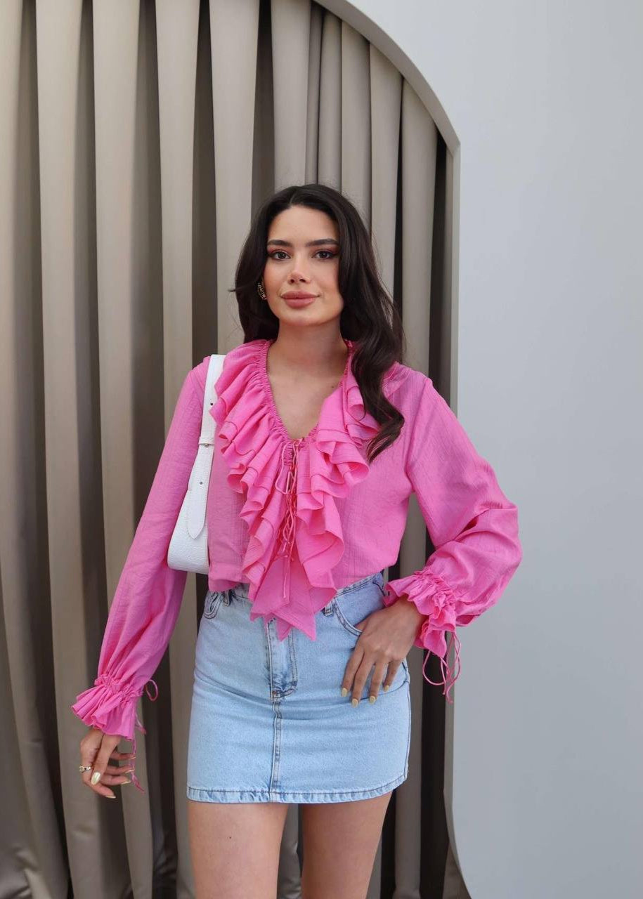 Blouse GIMUND en coton - Rose fuchsia