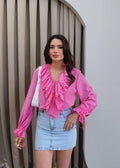 Blouse GIMUND en coton - Rose fuchsia