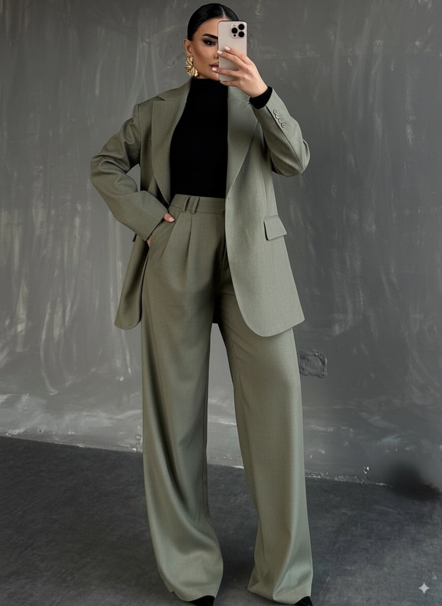 ENSEMBLE TALLEUR KAKI TERREUX ELEGANT
