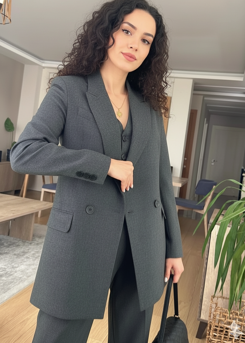 Ensemble Costume VAGE en polyester - Gris ardoise