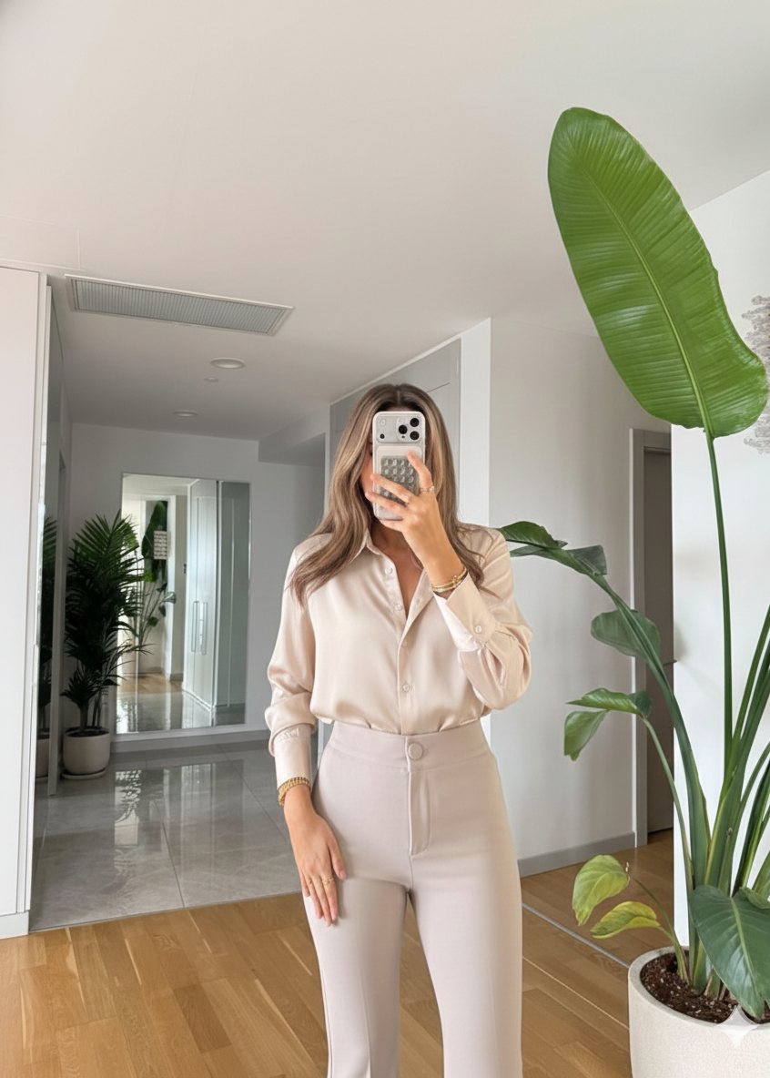 Chemisier DIDAR en satin - Beige
