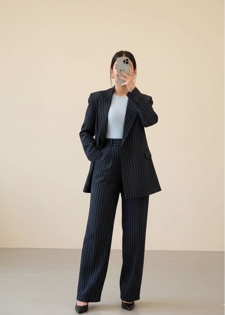 Ensemble Costume JOBIN en tissu - Bleu nuit