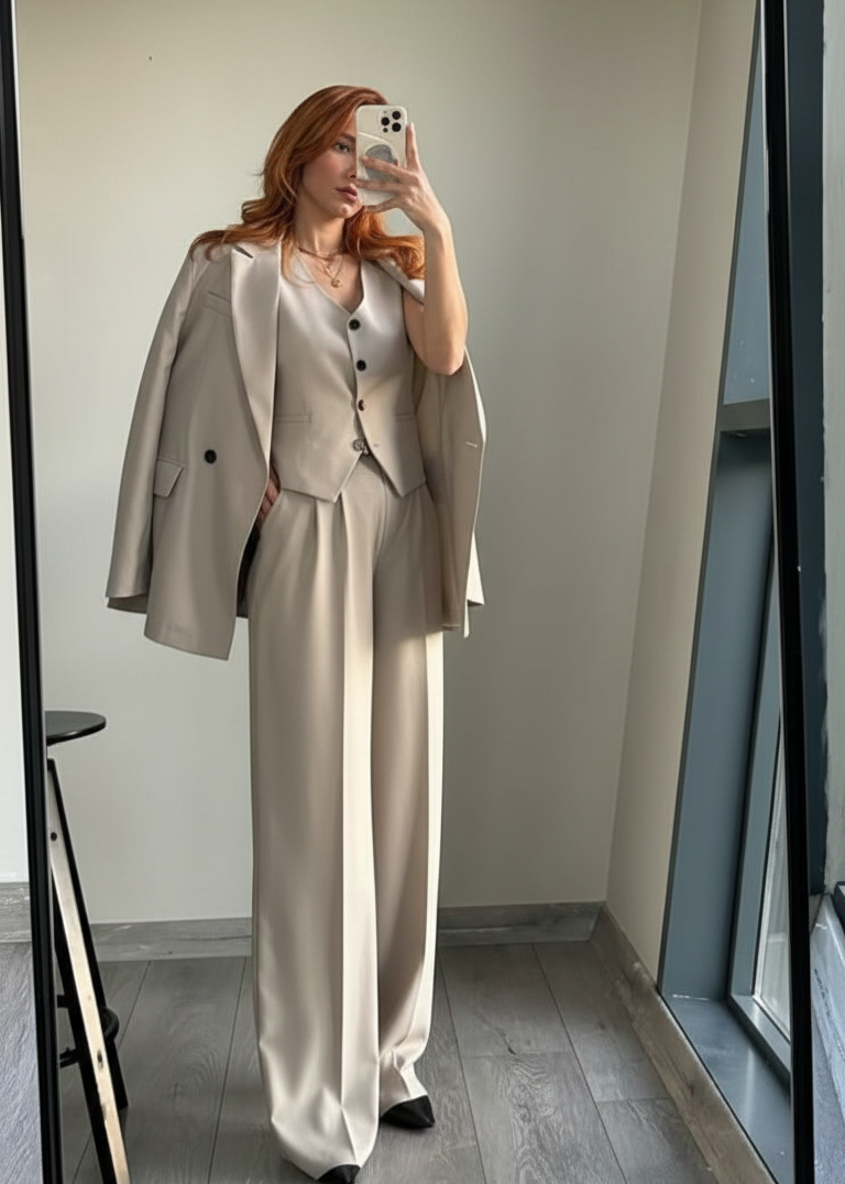 Ensemble Costume JOLGER en tissu - Beige