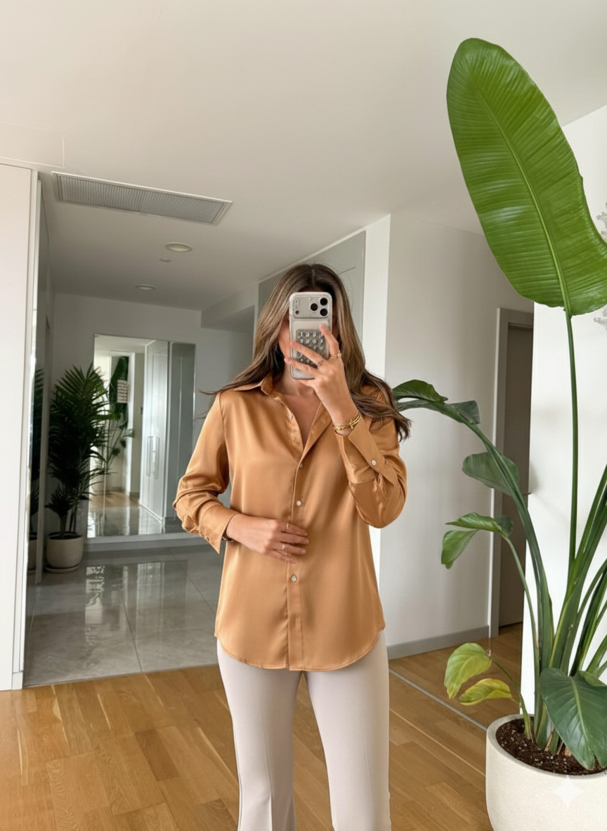 Chemise FRILUFT en satin - Camel
