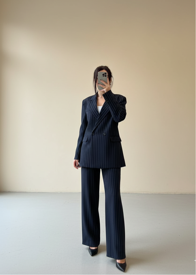 Ensemble Costume JOBIN en tissu - Bleu nuit