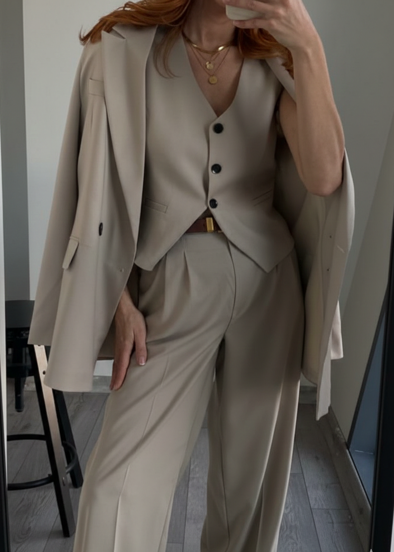 Ensemble Costume JOLGER en tissu - Beige