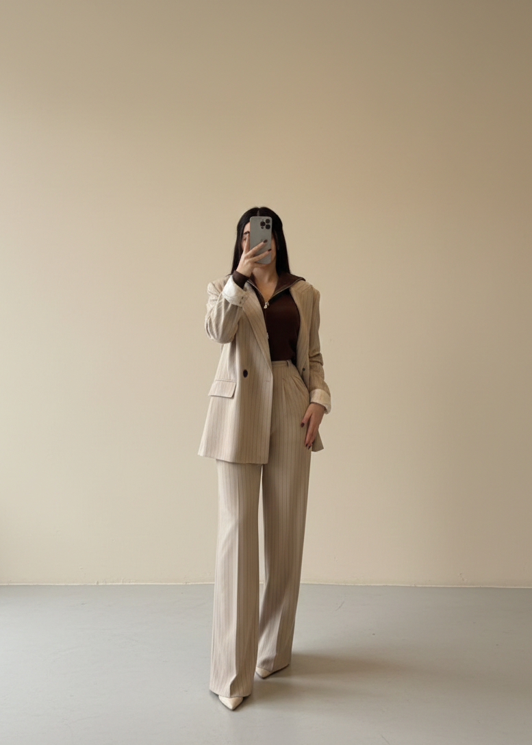 Ensemble Tailleur EVIG en tissu - Nude