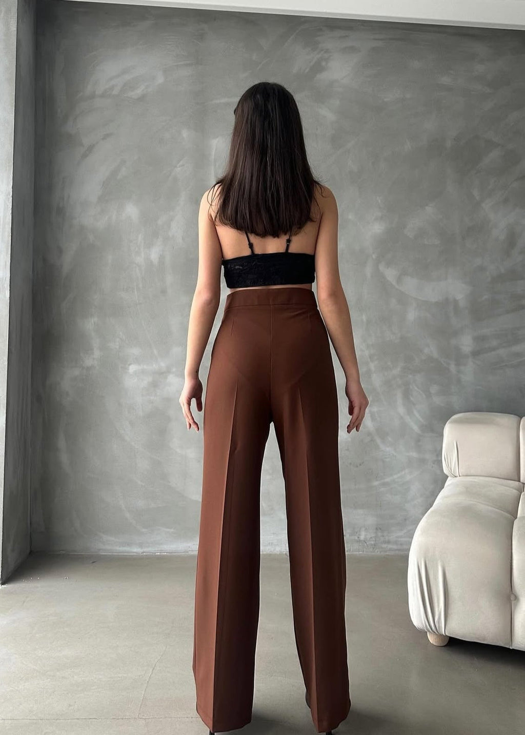 Pantalon RODEN en tissu - Marron chocolat