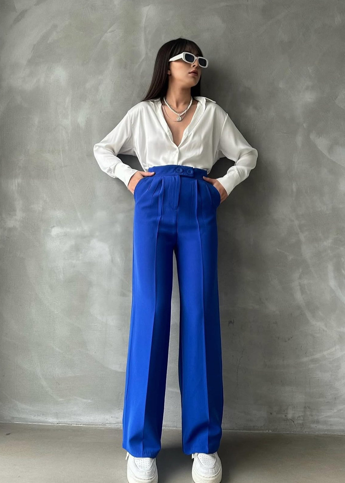 Pantalon JOAR en tissu - Bleu roi