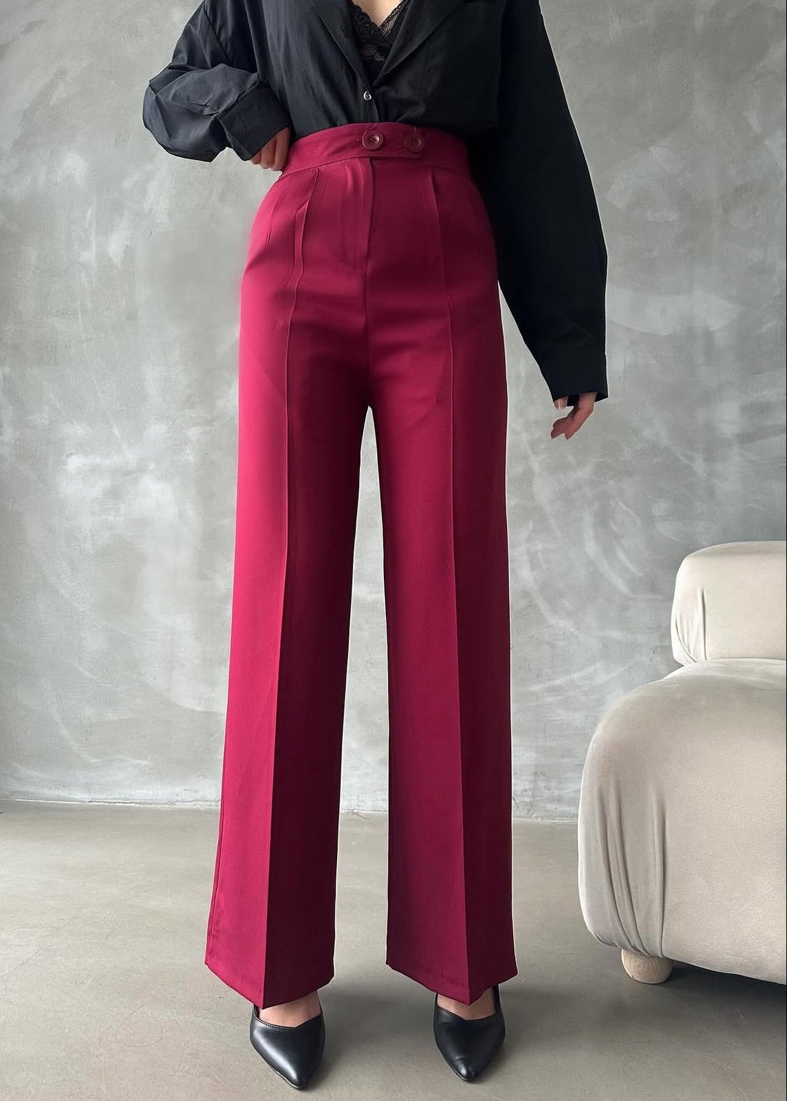 Pantalon KALLE en tissu - Bordeaux