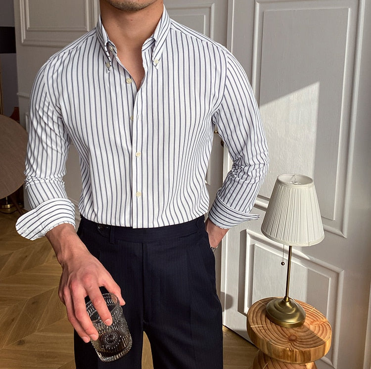 Chemise LOVISA en lin - Noir et blanc