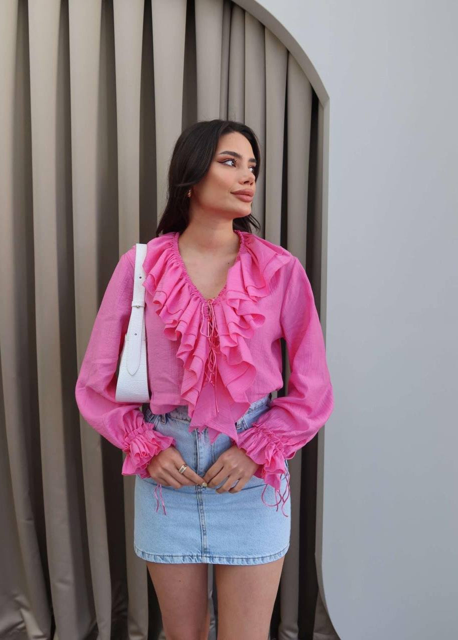 Blouse GIMUND en coton - Rose fuchsia