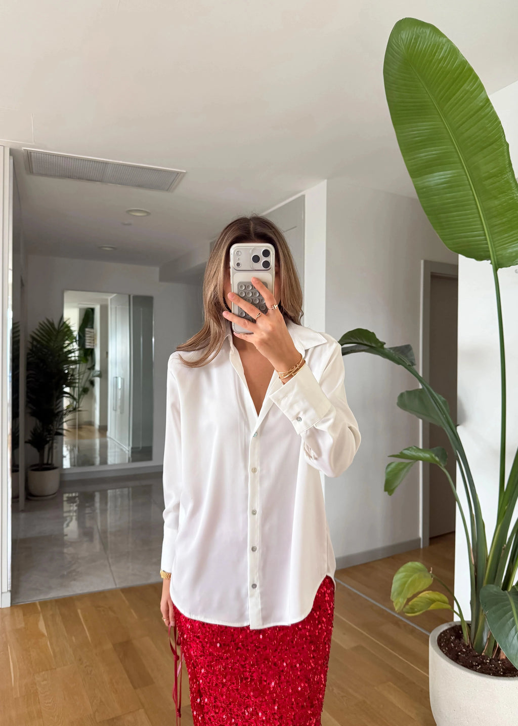 Chemisier NOGIL en satin - Blanc
