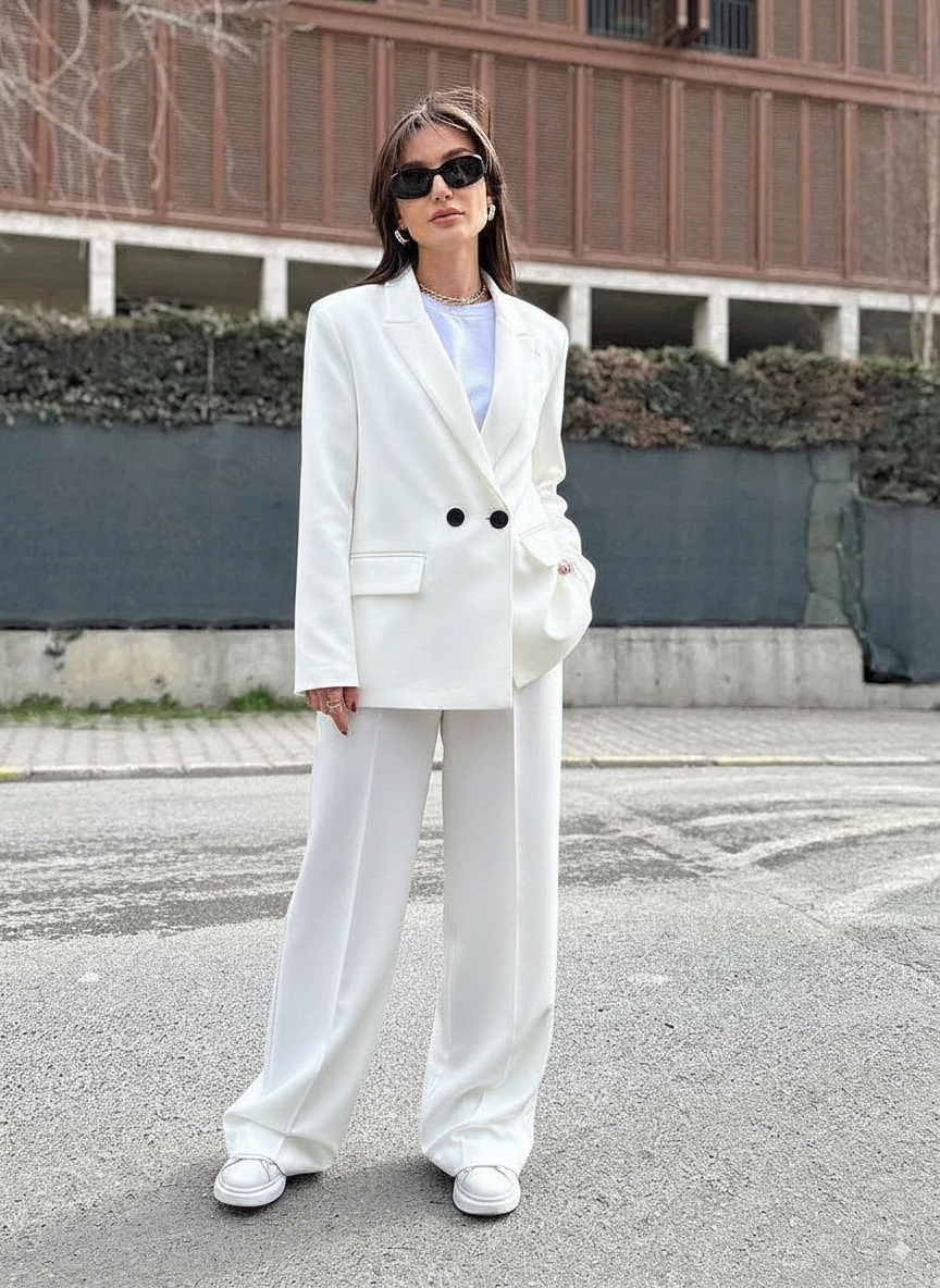 ensemble tailleur blanc chic 