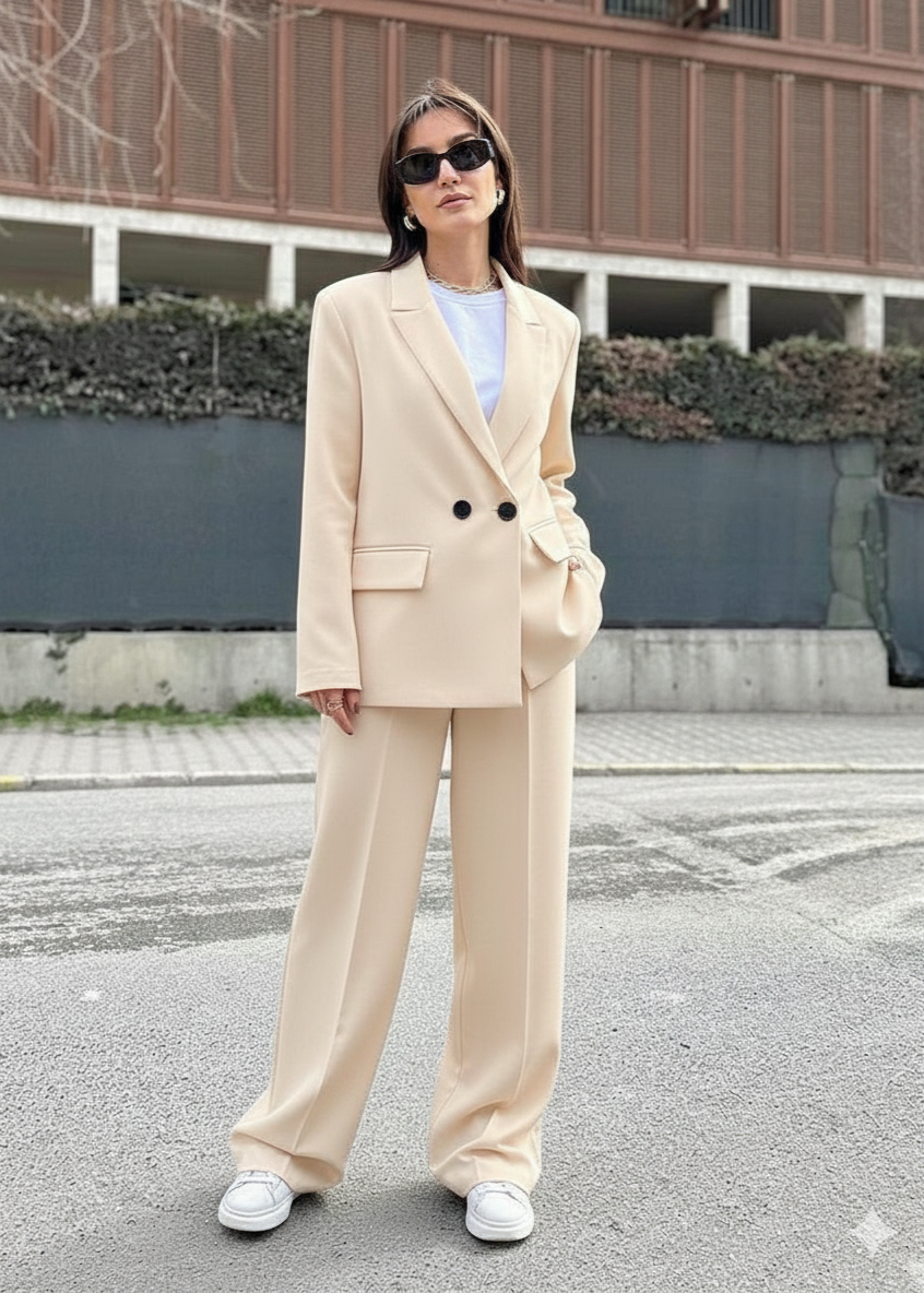 ensemble tailleur créme chic 