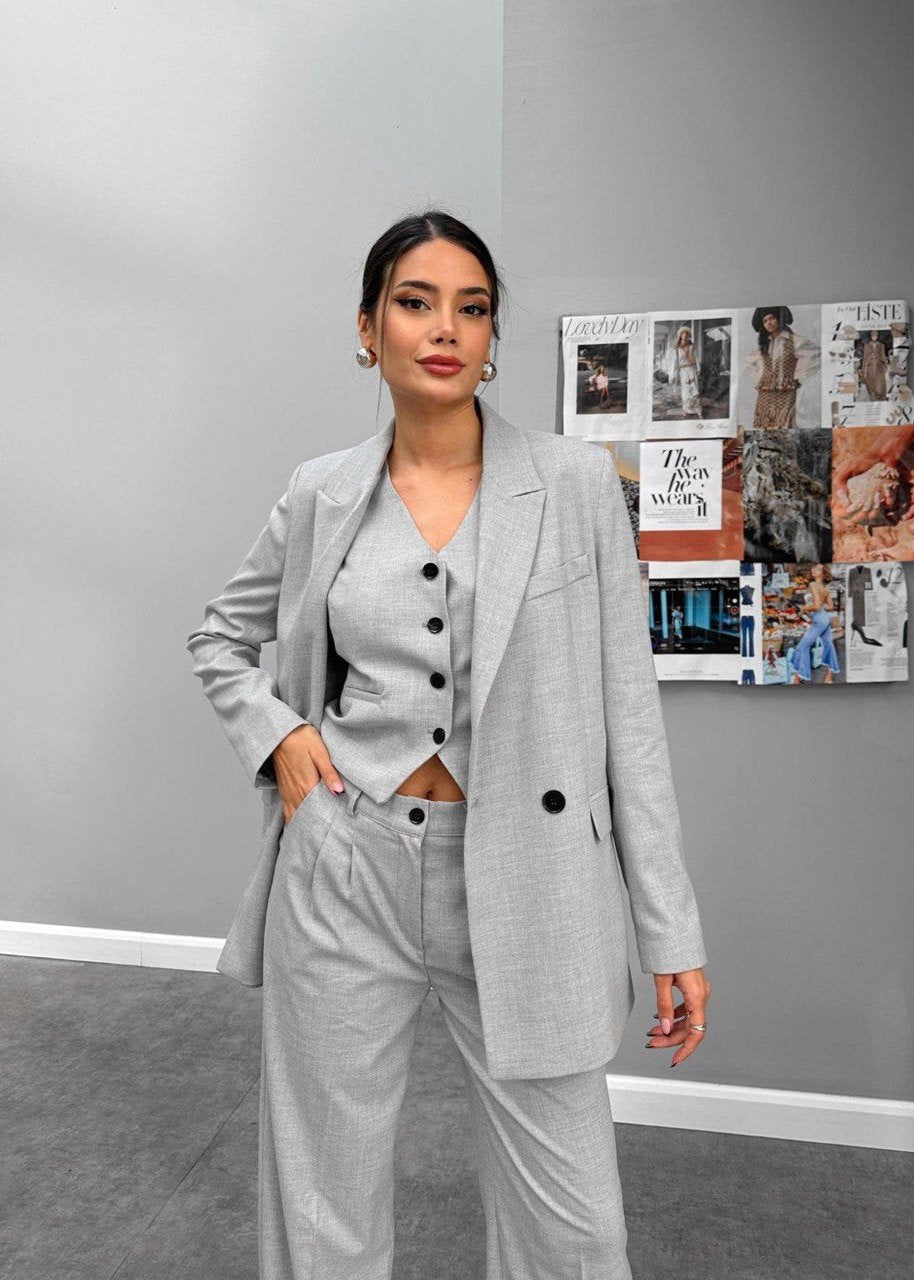 Ensemble Tailleur BÄR en coton - Gris acier