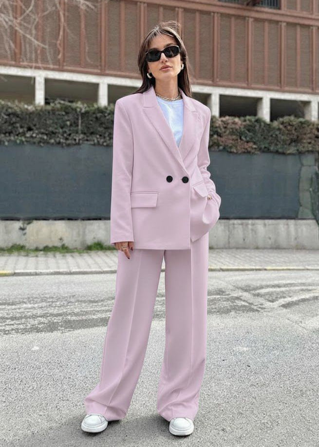 Ensemble QOLGER en laine et polyester - Mauve clair