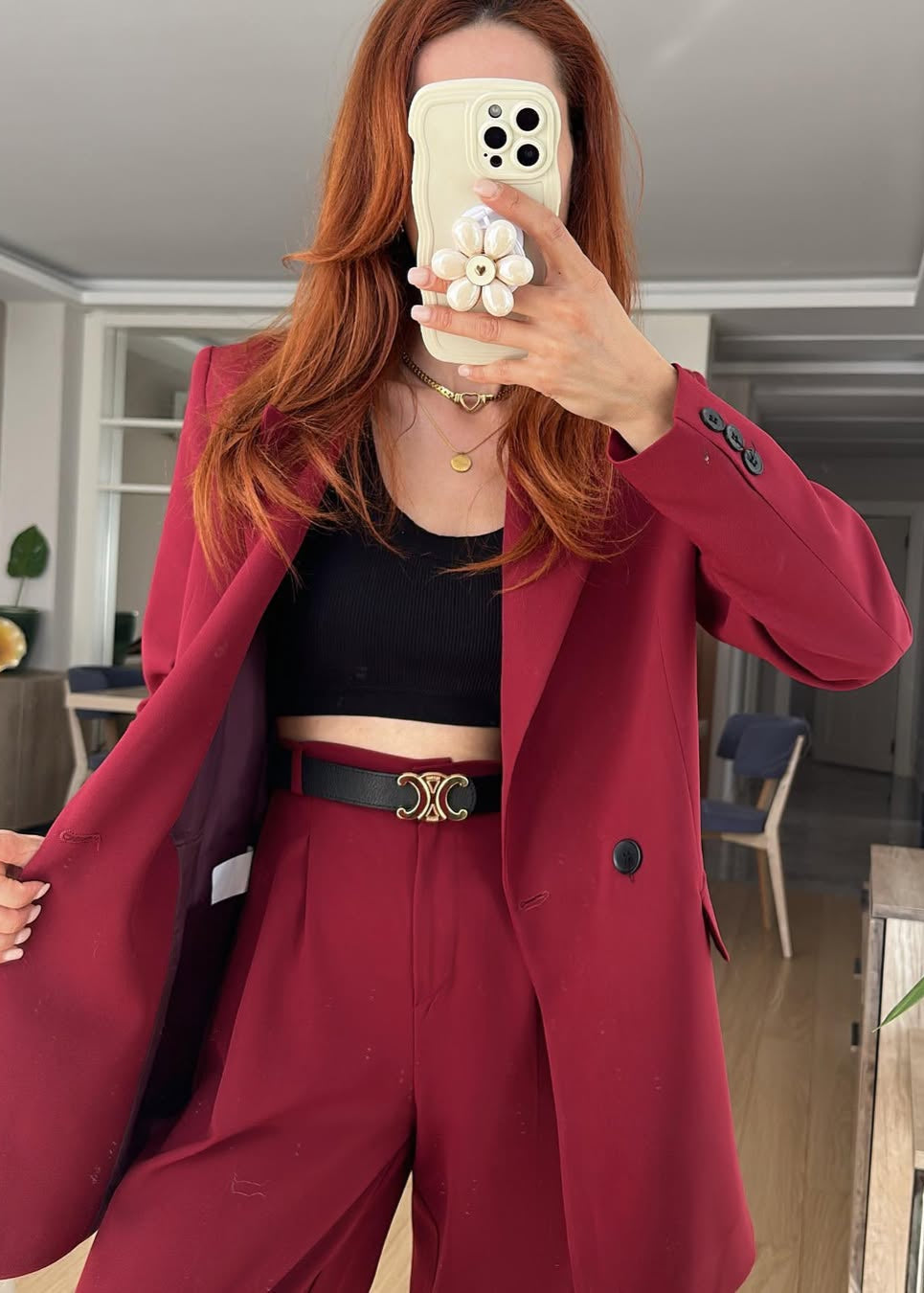 Ensemble Costume HRYN en coton - Rouge brique