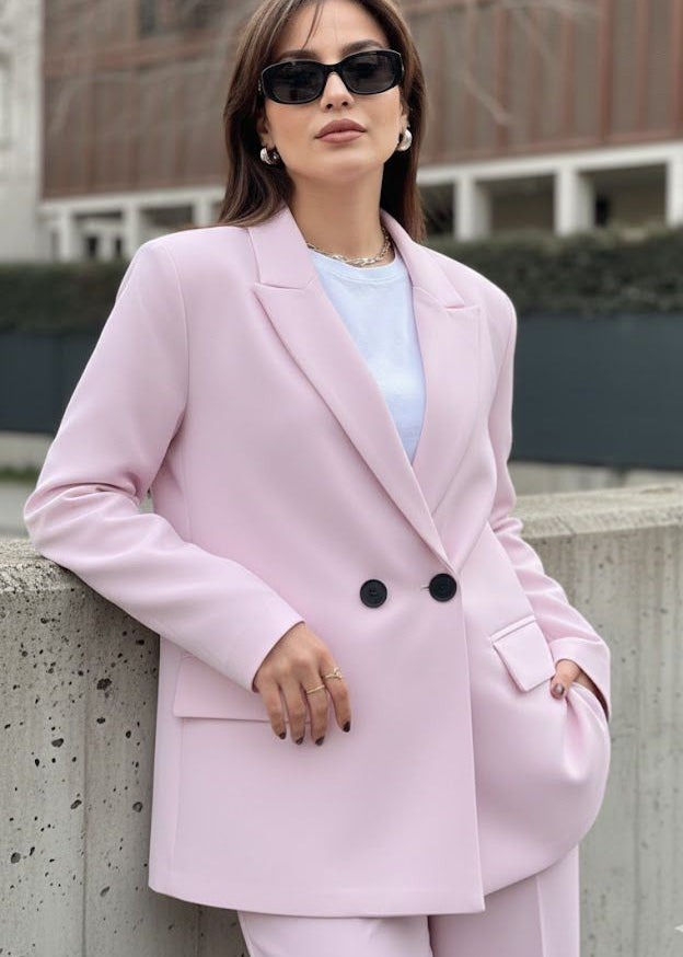 Ensemble QOLGER en laine et polyester - Mauve clair