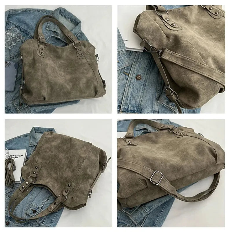 Grand sac à main bandoulière de cours rétro souple Iris