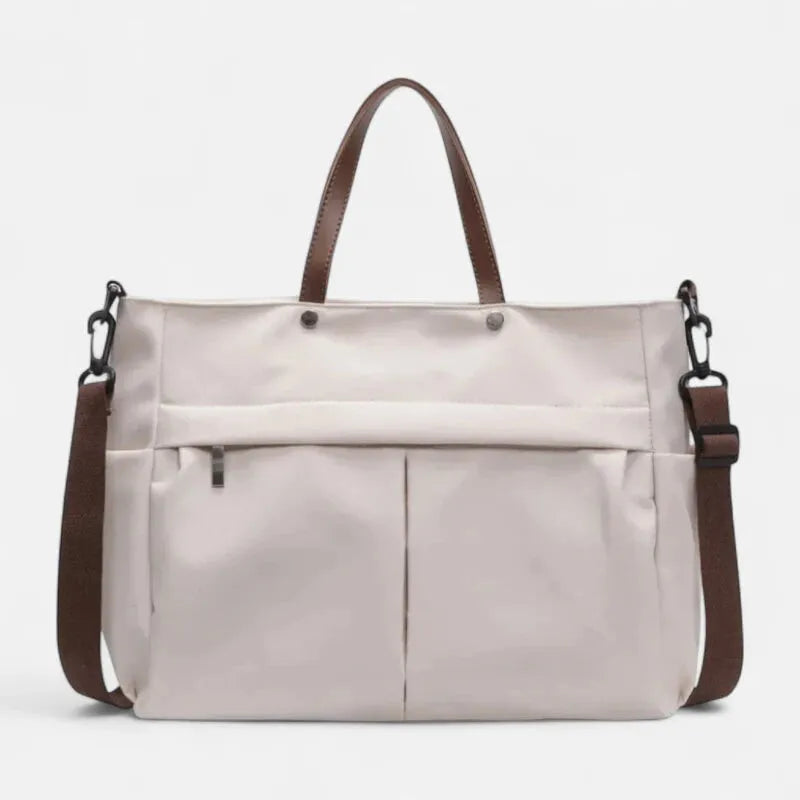 Grand sac à main cabas de cours multipoches à bandoulière en nylon Maëlys