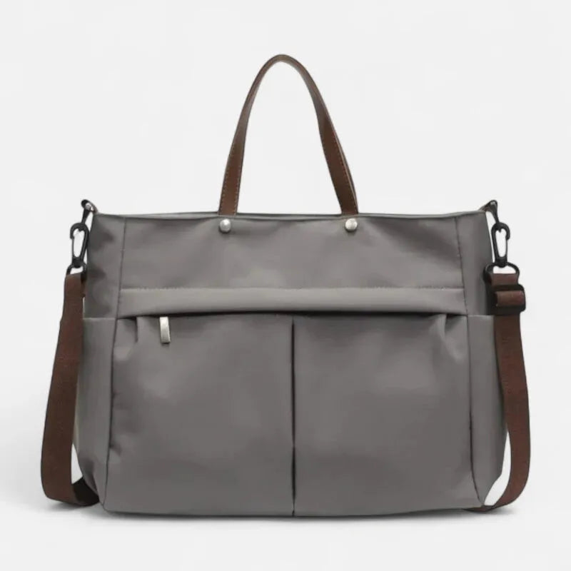 Grand sac à main cabas de cours multipoches à bandoulière en nylon Maëlys