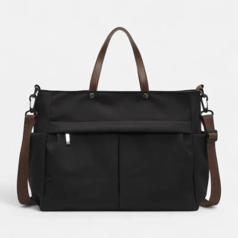 Grand sac à main cabas de cours multipoches à bandoulière en nylon Maëlys