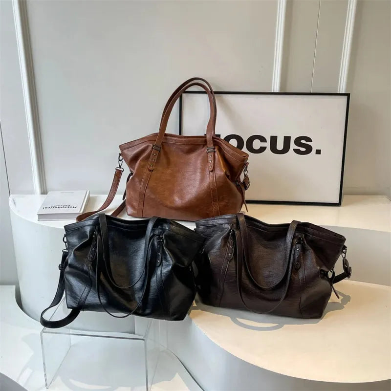 Grand sac à main cabas de cours souple avec bandoulière Alyssa