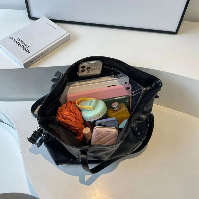 Grand sac à main cabas de cours souple avec bandoulière Alyssa