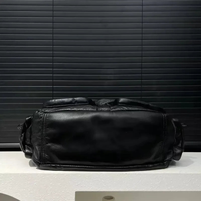 Grand sac à main de cours rétro multipoches à bandoulière Inès