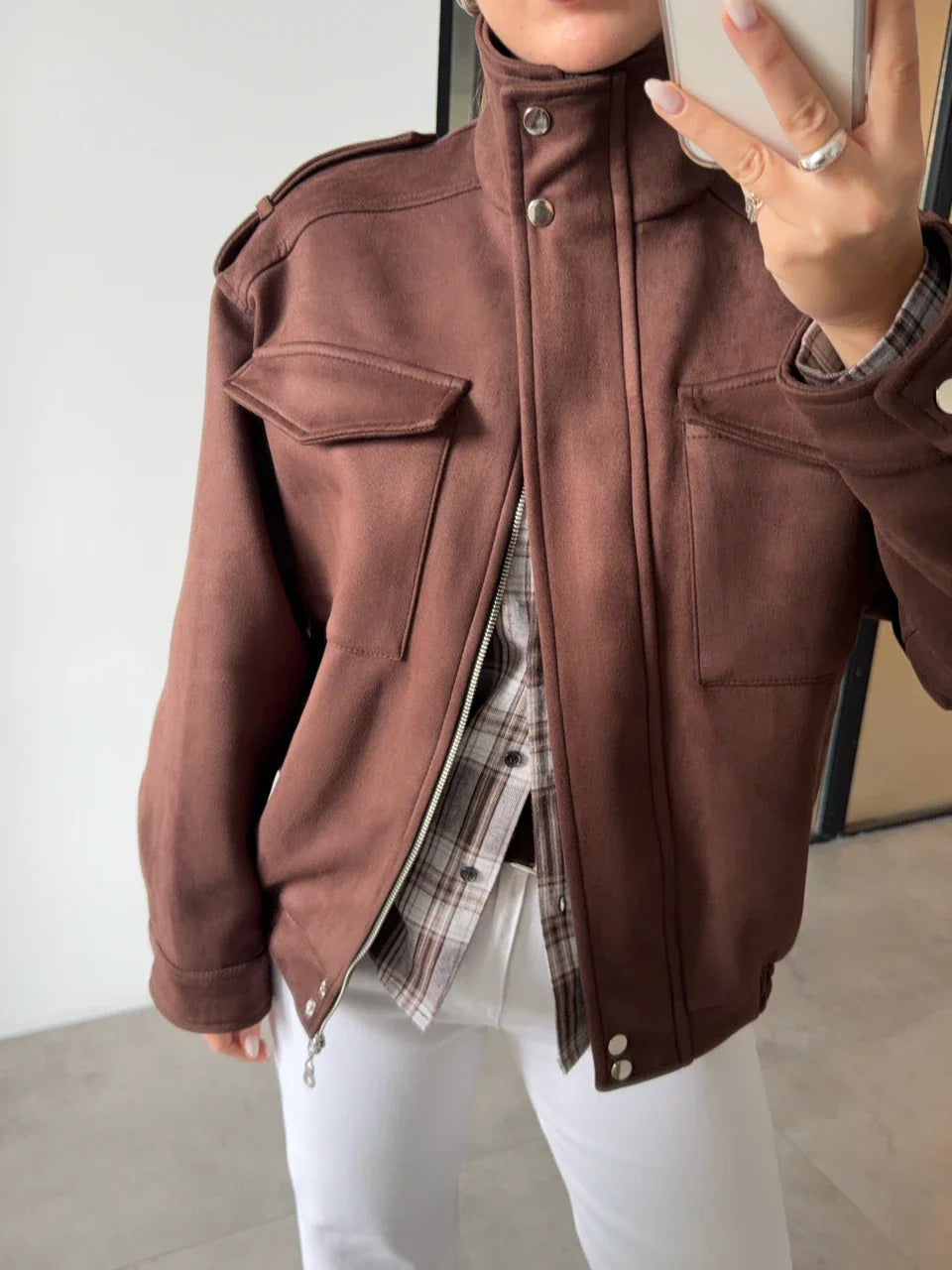 Manteau BO en daim - Marron