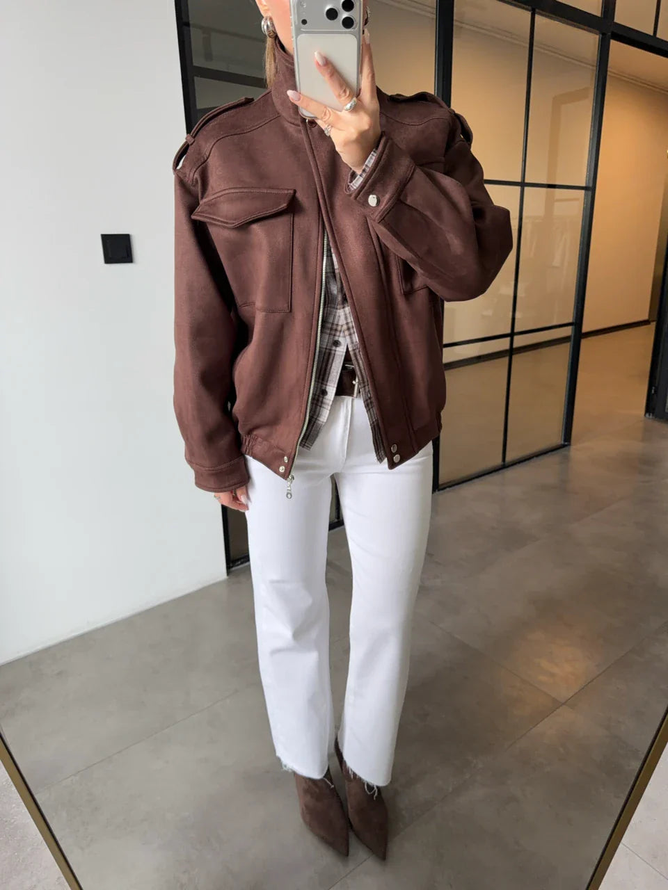 Manteau BO en daim - Marron